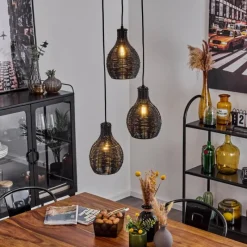 Luminaires Scandinaves-hofstein Suspension Chaniers Noir, 3 lumières