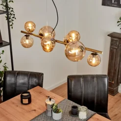 hofstein Suspension Chehalis LED Laiton, Noir, 9 lumières