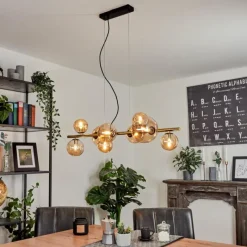 hofstein Suspension Chehalis LED Laiton, Noir, 9 lumières