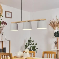 Luminaires Scandinaves-hofstein Suspension Combarbala Gris, Écru, 3 lumières