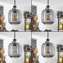 Suspension Verre Fumé-hofstein Suspension Curveira Bronze, Noir, 1 lumière