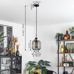 Suspension Verre Fumé-hofstein Suspension Curveira Bronze, Noir, 1 lumière