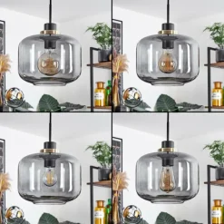 Suspension Verre Fumé-hofstein Suspension Curveira Bronze, Noir, 1 lumière