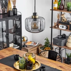 Suspension Verre Fumé-hofstein Suspension Curveira Bronze, Noir, 1 lumière