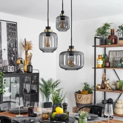 Suspension Verre Fumé-hofstein Suspension Curveira Bronze, Noir, 3 lumières