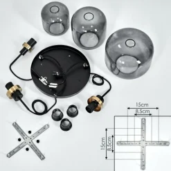 Suspension Verre Fumé-hofstein Suspension Curveira Bronze, Noir, 3 lumières