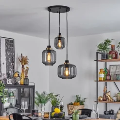 Suspension Verre Fumé-hofstein Suspension Curveira Bronze, Noir, 3 lumières