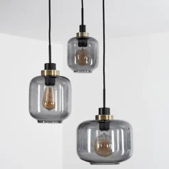 Suspension Verre Fumé-hofstein Suspension Curveira Bronze, Noir, 3 lumières