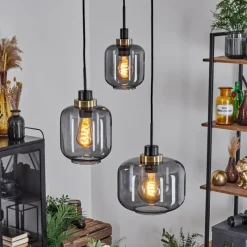 Suspension Verre Fumé-hofstein Suspension Curveira Bronze, Noir, 3 lumières