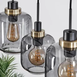 Suspension Verre Fumé-hofstein Suspension Curveira Vieux laiton, Noir, 4 lumières