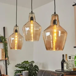 hofstein Suspension Donzhausen Argent Oxydé, 3 lumières