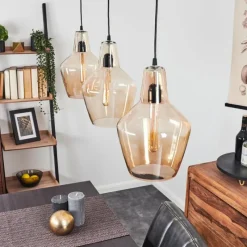 hofstein Suspension Donzhausen Argent Oxydé, 3 lumières