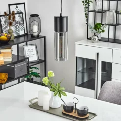 Suspension Verre Fumé-hofstein Suspension Dulcita Noir, 1 lumière