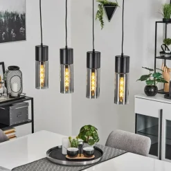 Suspension Verre Fumé-hofstein Suspension Dulcita Noir, 4 lumières