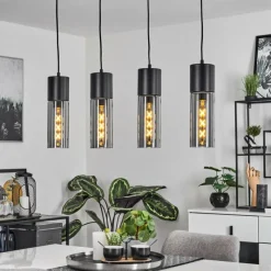 Suspension Verre Fumé-hofstein Suspension Dulcita Noir, 4 lumières
