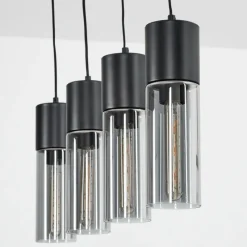 Suspension Verre Fumé-hofstein Suspension Dulcita Noir, 4 lumières
