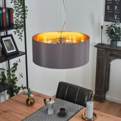 Lampes En Tissu-hofstein Suspension Elsa Nickel mat, 3 lumières