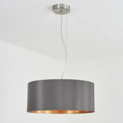 Lampes En Tissu-hofstein Suspension Elsa Nickel mat, 3 lumières