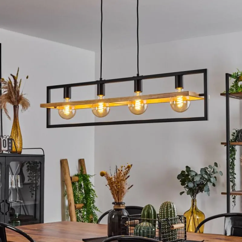 Luminaires Scandinaves-hofstein Suspension Espenel Écru, Noir, 4 lumières