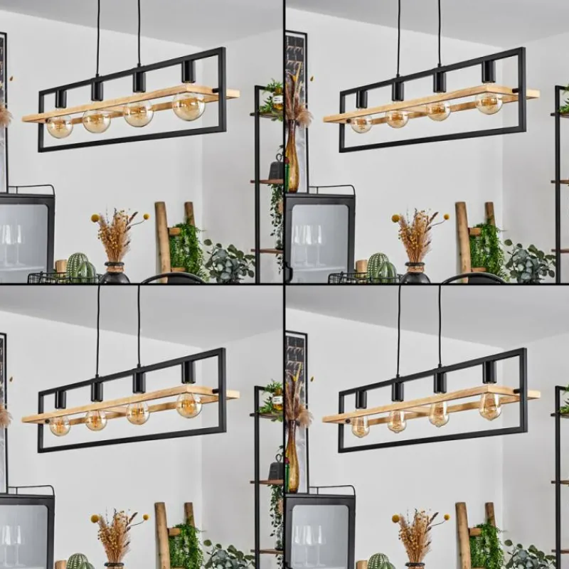 Luminaires Scandinaves-hofstein Suspension Espenel Écru, Noir, 4 lumières