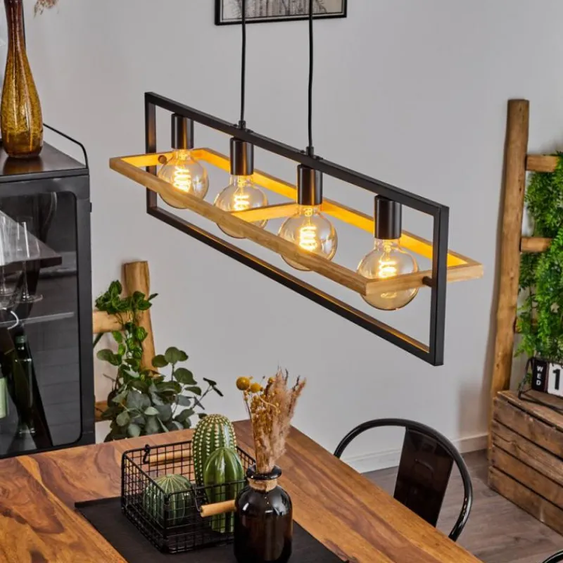 Luminaires Scandinaves-hofstein Suspension Espenel Écru, Noir, 4 lumières