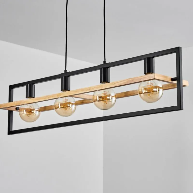 Luminaires Scandinaves-hofstein Suspension Espenel Écru, Noir, 4 lumières