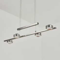 hofstein Suspension Fernandaires LED Nickel mat, 8 lumières