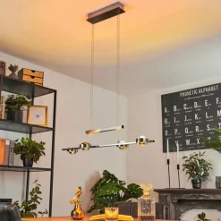hofstein Suspension Fernandaires LED Nickel mat, 8 lumières