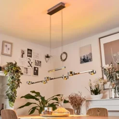 hofstein Suspension Fernandaires LED Nickel mat, 12 lumières