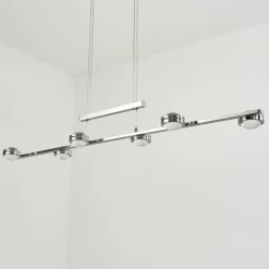 hofstein Suspension Fernandaires LED Nickel mat, 12 lumières