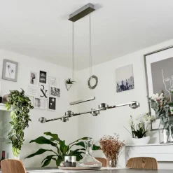 hofstein Suspension Fernandaires LED Nickel mat, 12 lumières