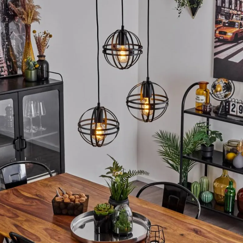 Lampes Industrielles-hofstein Suspension Freguesia Noir, 3 lumières