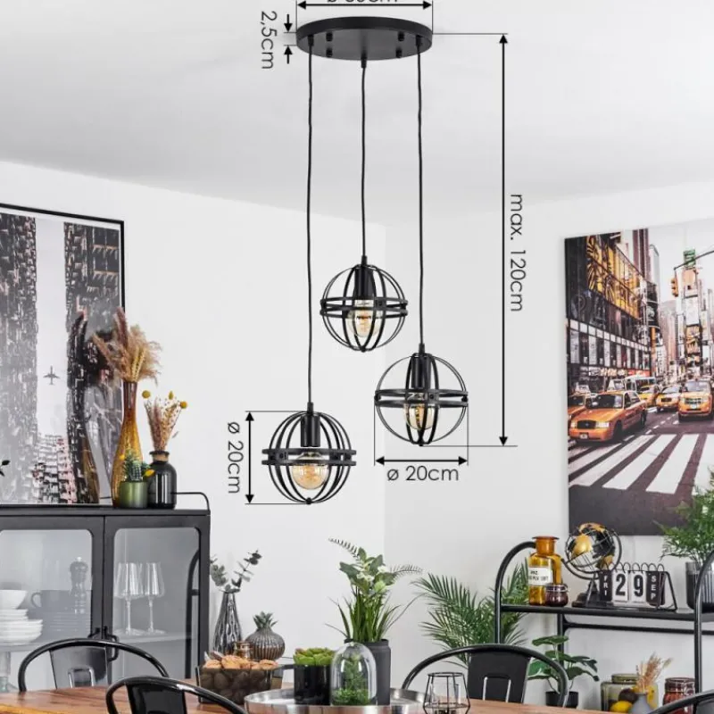 Lampes Industrielles-hofstein Suspension Freguesia Noir, 3 lumières