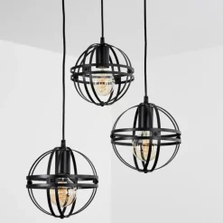 Lampes Industrielles-hofstein Suspension Freguesia Noir, 3 lumières