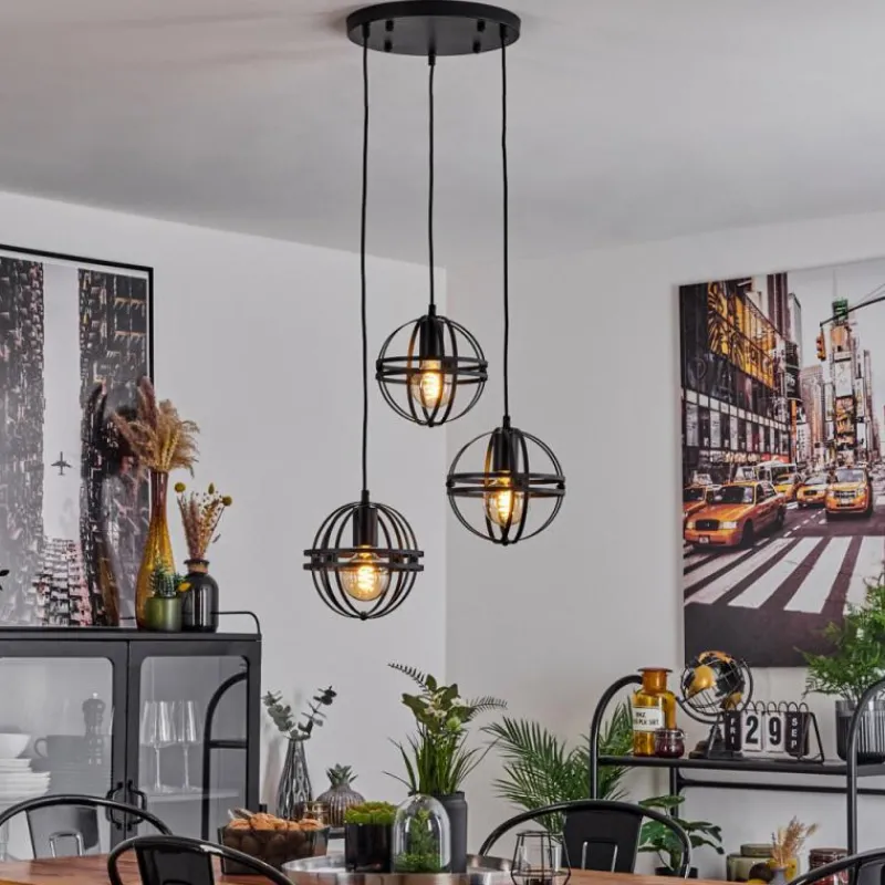 Lampes Industrielles-hofstein Suspension Freguesia Noir, 3 lumières