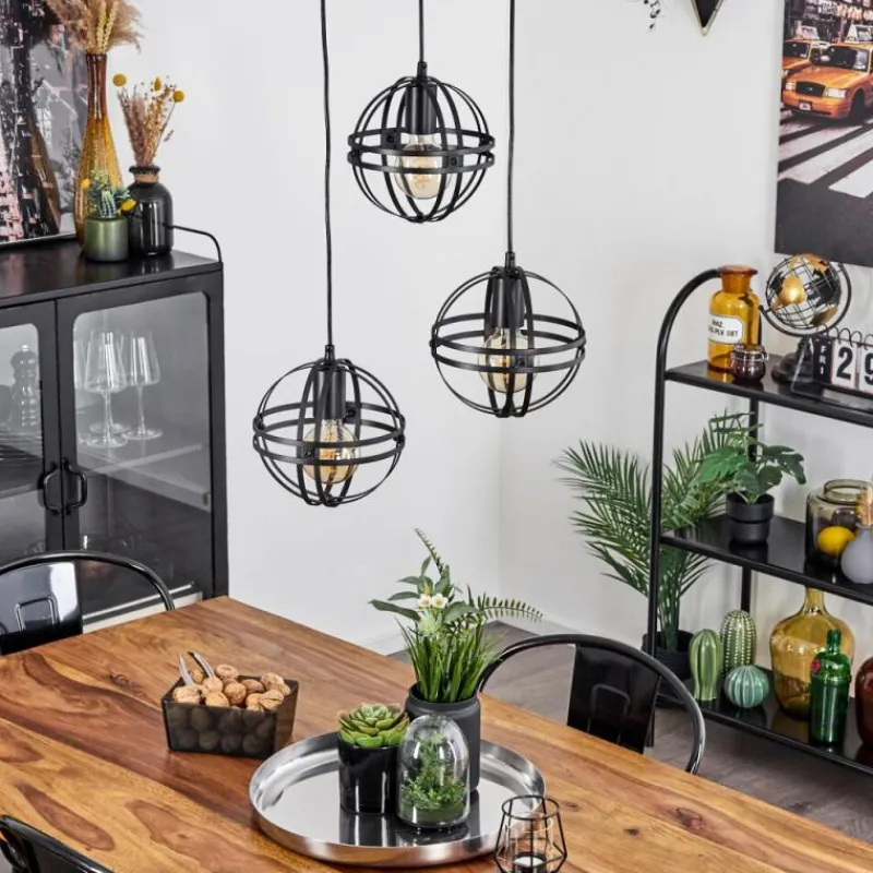 Lampes Industrielles-hofstein Suspension Freguesia Noir, 3 lumières