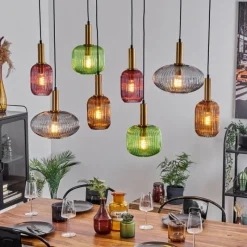 Suspension Verre Fumé-hofstein Suspension Goldenville Laiton, Noir, 8 lumières