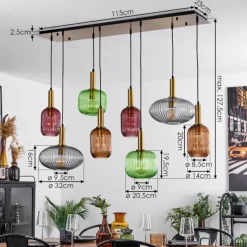 Suspension Verre Fumé-hofstein Suspension Goldenville Laiton, Noir, 8 lumières