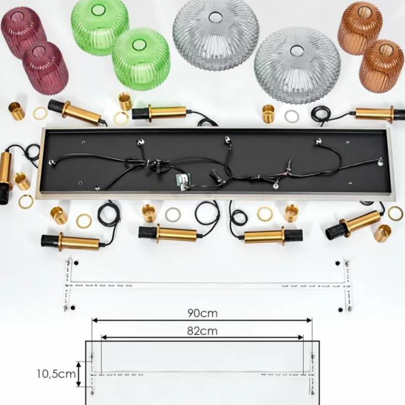 Suspension Verre Fumé-hofstein Suspension Goldenville Laiton, Noir, 8 lumières