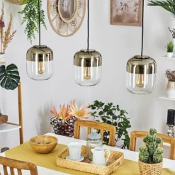 hofstein Suspension Golpilhal Or, Clair, 3 lumières