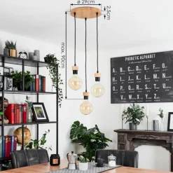 Lampes En Bois-hofstein Suspension Harran Écru, Noir, 3 lumières