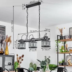 Lampes Industrielles-hofstein Suspension Holsa Noir, 3 lumières