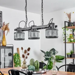 Lampes Industrielles-hofstein Suspension Holsa Noir, 3 lumières