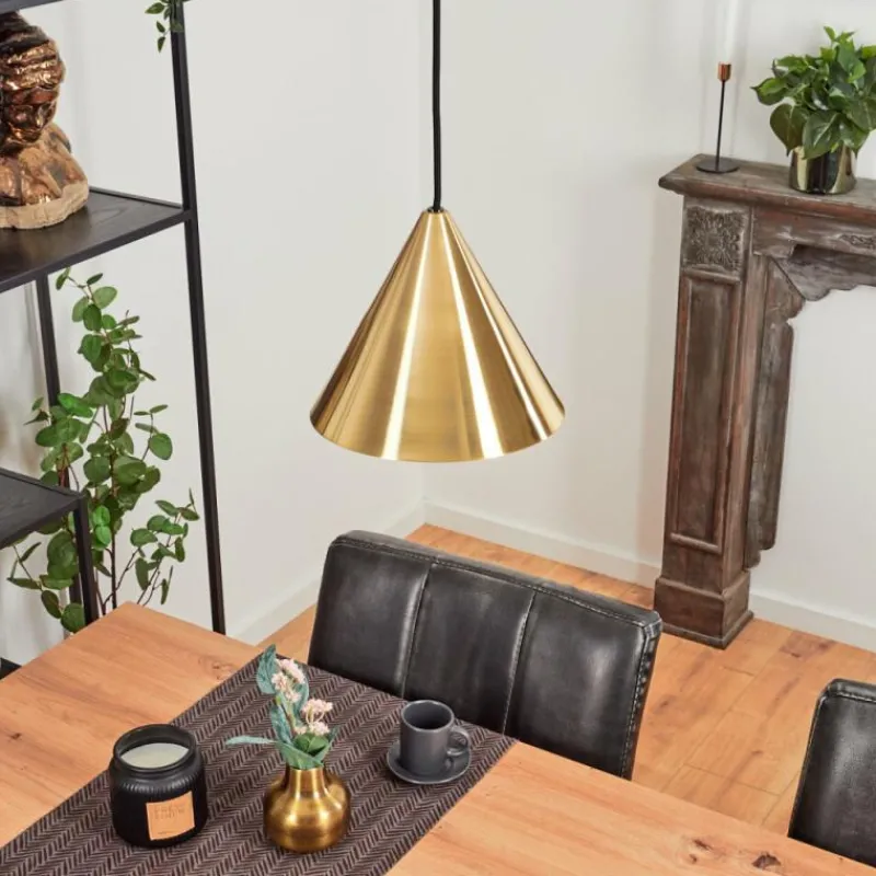 Lampes Dorées-hofstein Suspension Hueso Noir, 1 lumière