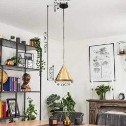 Lampes Dorées-hofstein Suspension Hueso Noir, 1 lumière