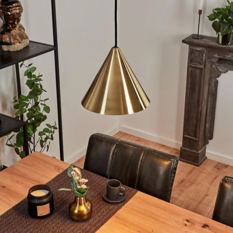 Lampes Dorées-hofstein Suspension Hueso Noir, 1 lumière