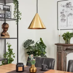 Lampes Dorées-hofstein Suspension Hueso Noir, 1 lumière