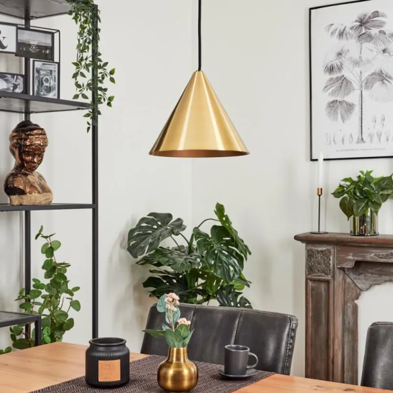 Lampes Dorées-hofstein Suspension Hueso Noir, 1 lumière