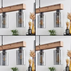 hofstein Suspension Hunouri Brun, Couleur bois, Noir, 6 lumières