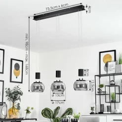 hofstein Suspension Izenave LED Noir, 3 lumières